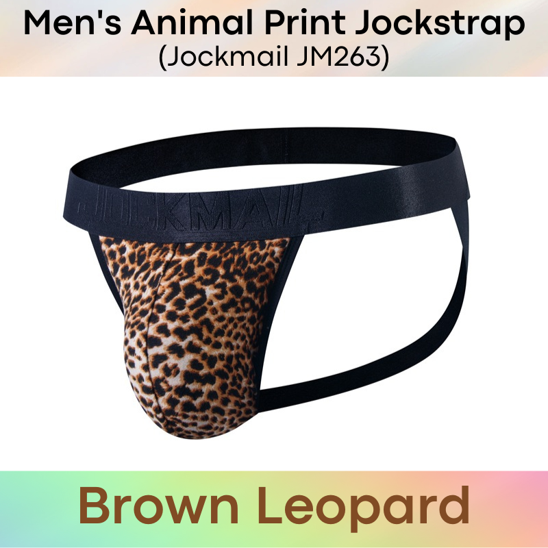 Men's Jockstrap : Animal Print Double Layer Front Pouch Viscose Jockstrap (Jockmail JM263)