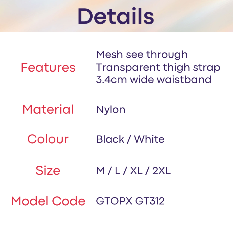 Men's Jockstrap: Nylon See Through Mesh with Transparent Plastic Thigh Strap Underwear (GT312)
