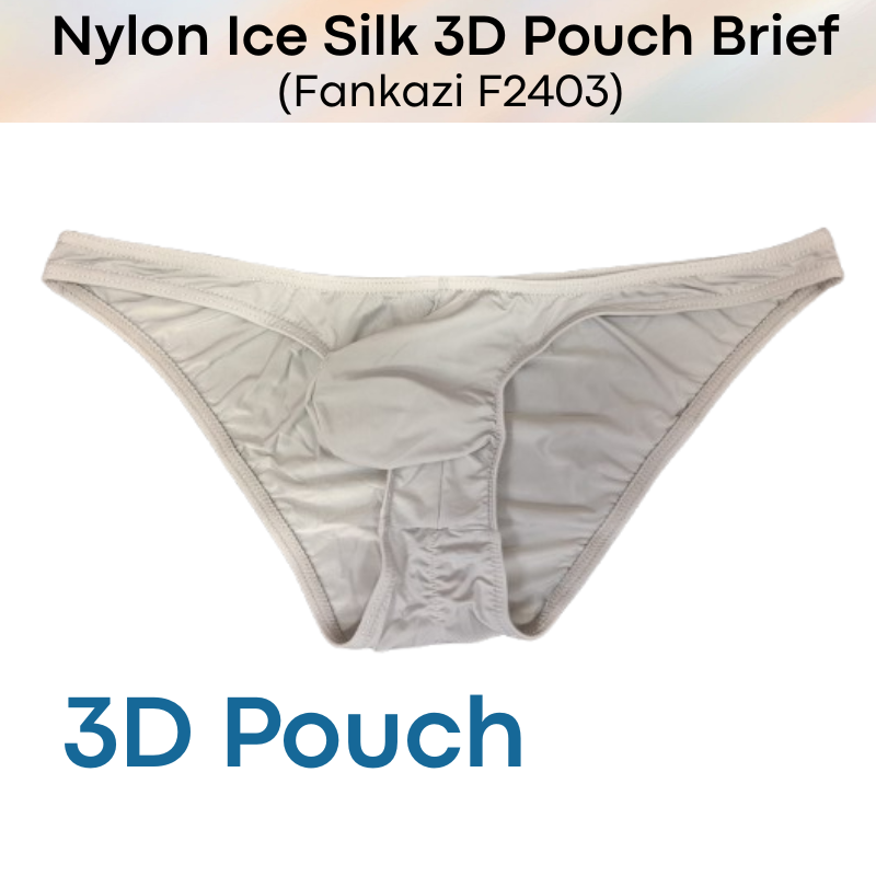 Men's Brief: Nylon Ice Silk Brief with 3D Pouch and Rear Mid Insewn (F2403)