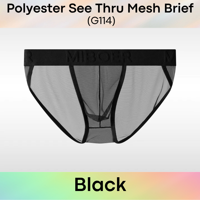 Men's Brief: Polyester Mesh See Through Brief Underwear (G114)