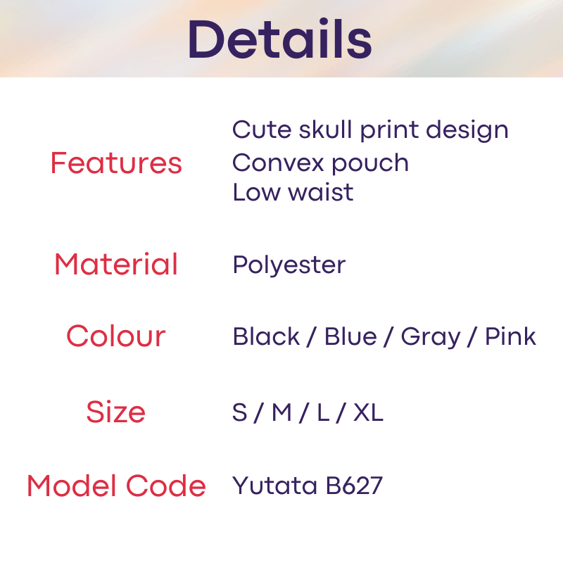 Men's Boxer: Polyester Cartoon Skull Print Boxer Brief Underwear (B627)