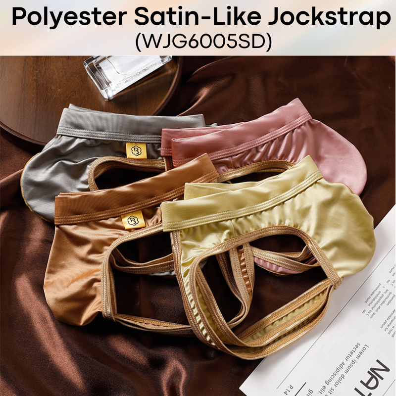 Men's Jockstrap: Polyester Satin-Like Low Waist Jockstrap Underwear (WJG6005SD)