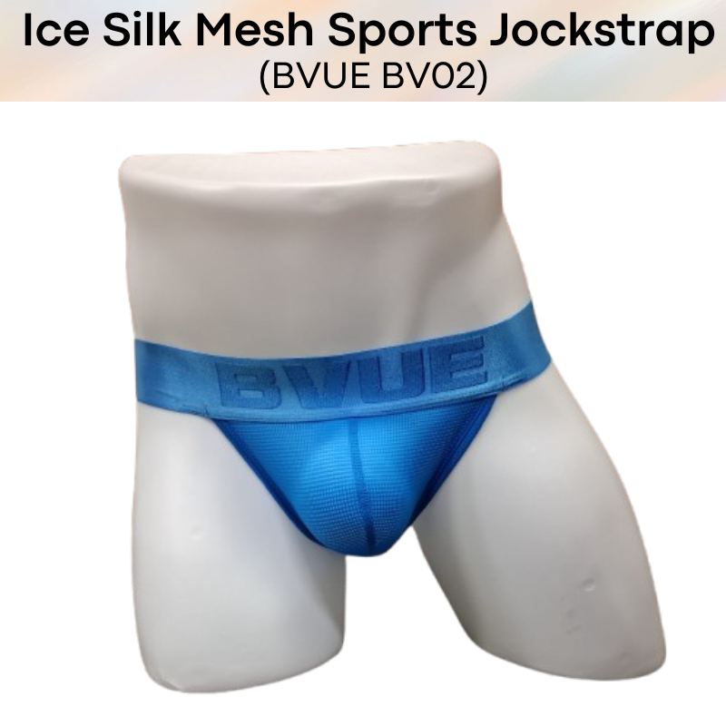 Men's Jockstrap: Polyester Ice Silk Mesh Sports Jockstrap in Metallic Colours Underwear (BV02)
