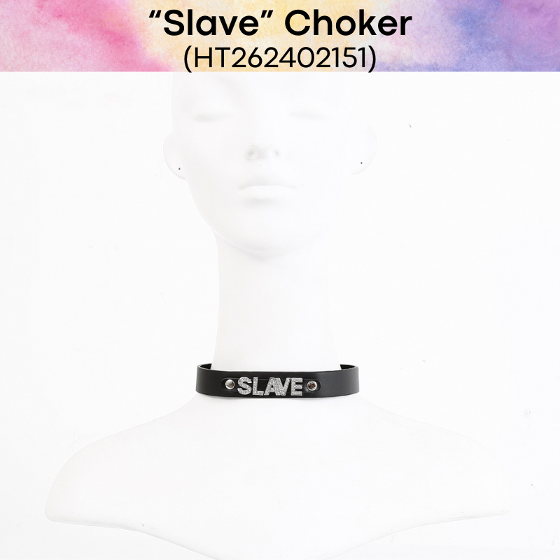 Men's Lifestyle: PU Choker with "Slave" Glittery Embellishment with Adjustable Stud Button (HT262402151)