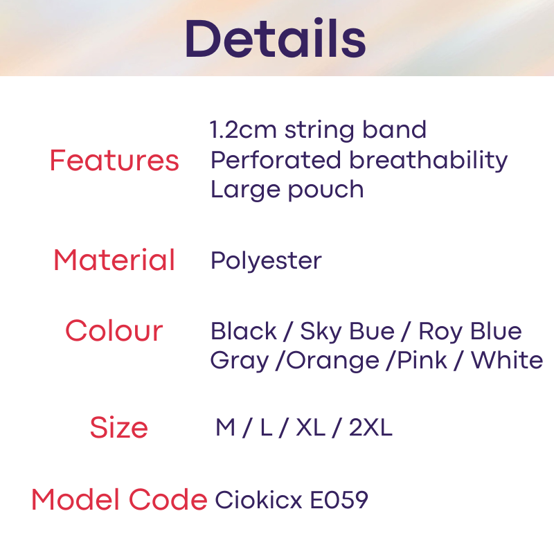 Men's GString: Perforated Large Pouch GString Underwear (E059)