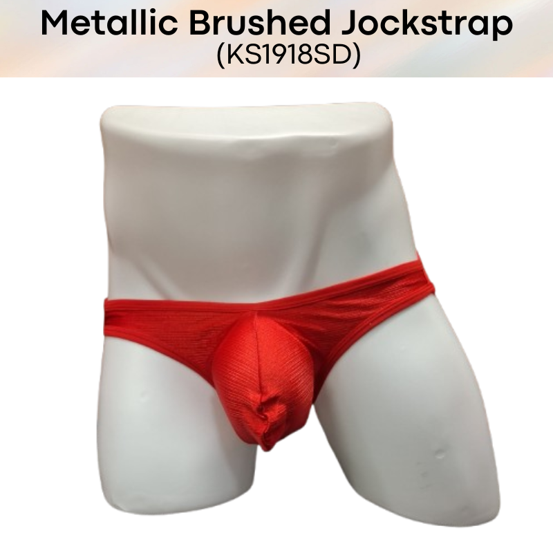 Men's Jockstrap: Polyester Metallic Brushed Look Jockstrap with Large 3D Pouch (KS1918SD)