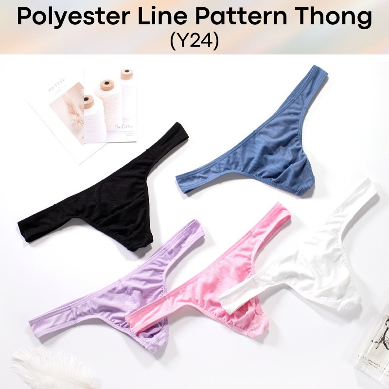 Men's Thong : Polyester Line Pattern Thong (Y24)