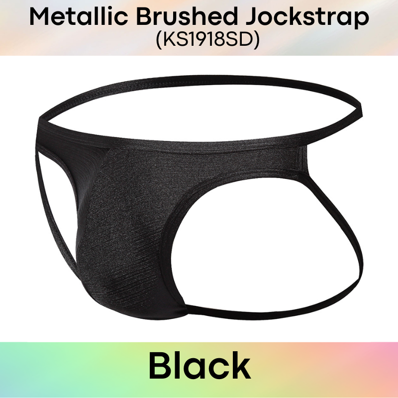 Men's Jockstrap: Polyester Metallic Brushed Look Jockstrap with Large 3D Pouch (KS1918SD)