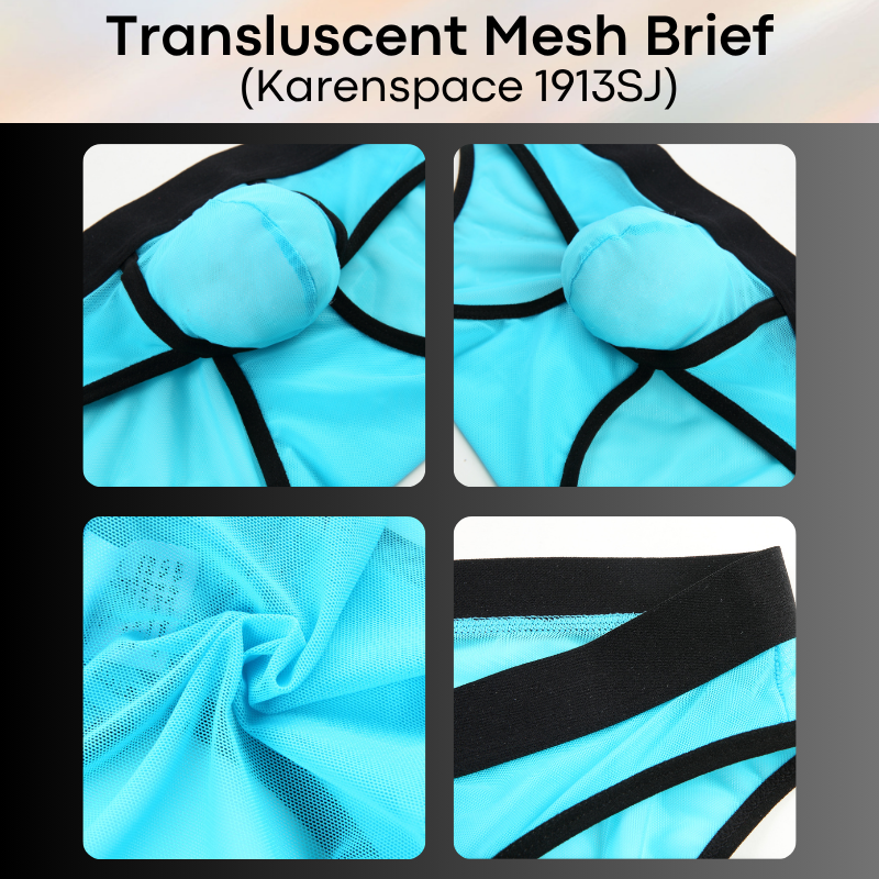 Men's Brief: Polyester Translucent Mesh Brief Underwear (KS1913SJ)