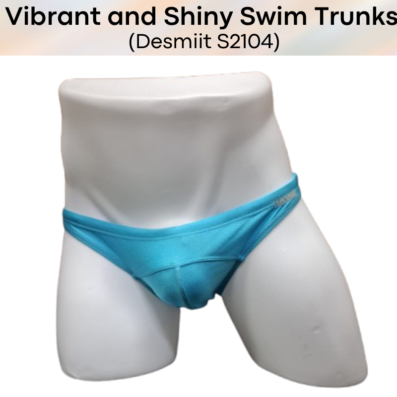Men's Swimwear: Nylon Bikini Drawstring Swimming Trunks with 3D Convex Pouch Strip in Shiny Colours (S2104)