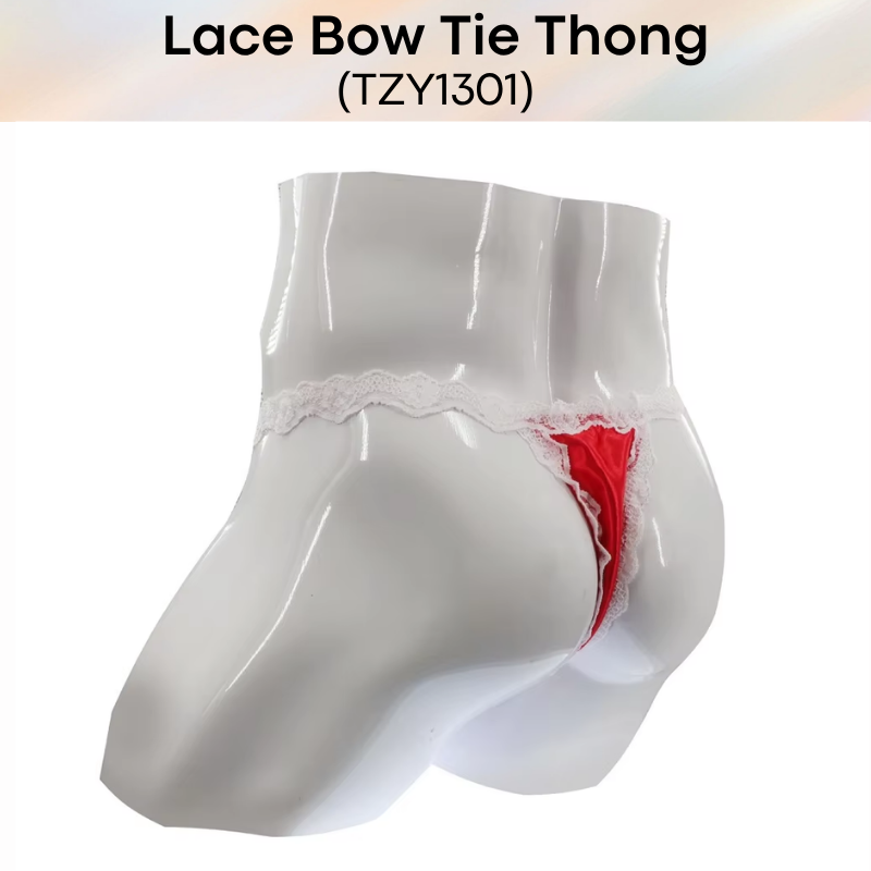 Men's Thong: Polyester Lace Thong with Bow Tie Accessory (TZY1301)
