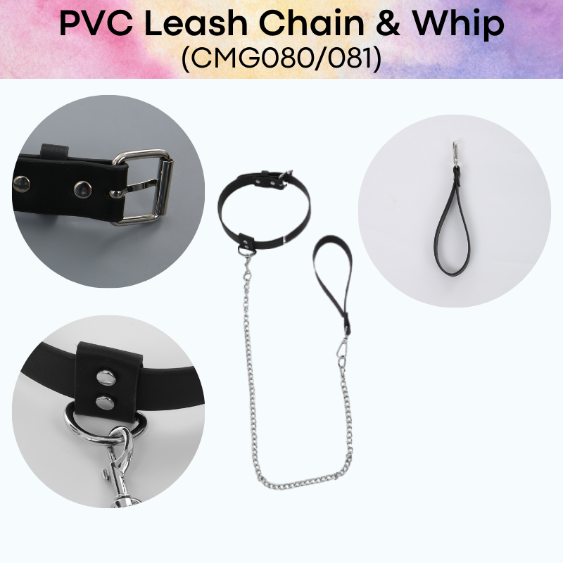 Adult Toy: Unisex PVC Leash and Whip Set (CMG080/CMG081)