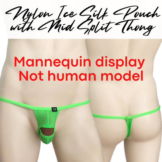 Men's Thong: Nylon Ice Silk Mid Split Pouch Thong Underwear (UMW111)