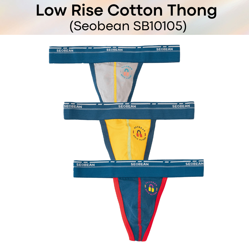 Men's Thong: Cotton Low Rise T Back Thong Underwear (SB10105)