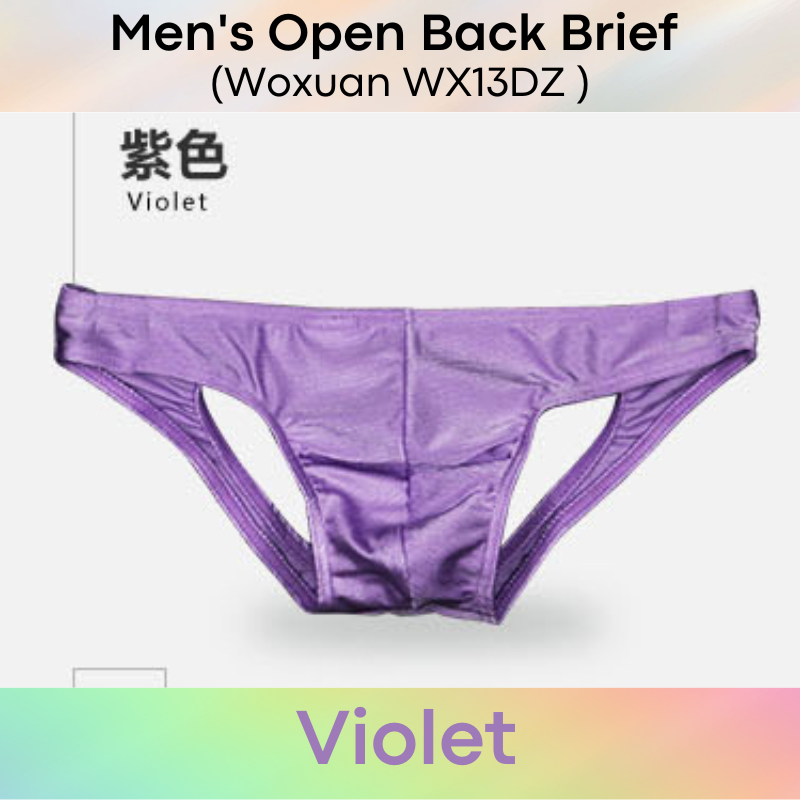 Men's Brief : Open Back Low Waist Metallic Brushed Polyester Brief (Woxuan WX13DZ)