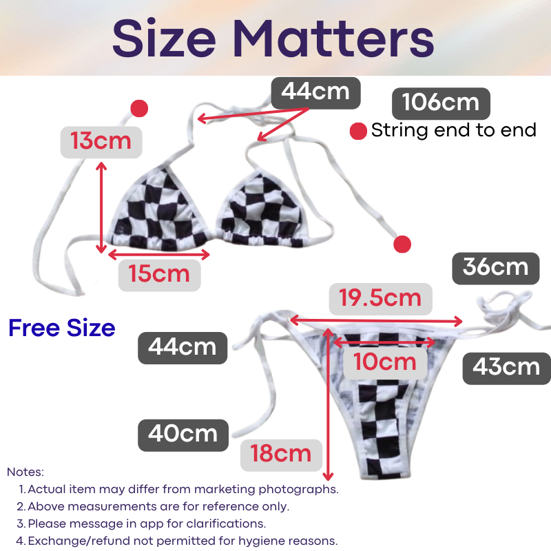 Unisex: Unisex Cotton Black & White Chequered Bikini Set with Top and Brief (YZM3833)