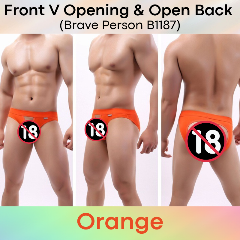 Men's Brief : Front V Opening/Open Back Underwear (Brave Person BP1187)