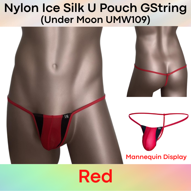Men's GString: Nylon Ice Silk Translucent U Pouch Thong Underwear (UMW109)