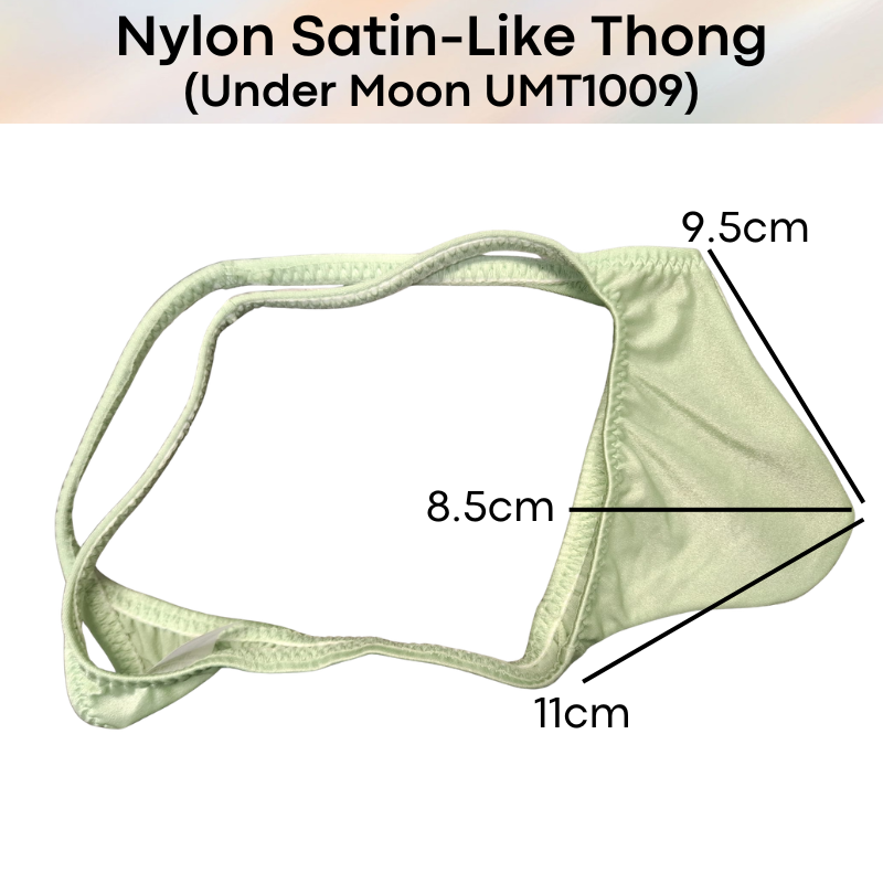 Men's Thong: Nylon Satin-Like Convex Pouch Low Waist Thong Underwear (UMT1009)