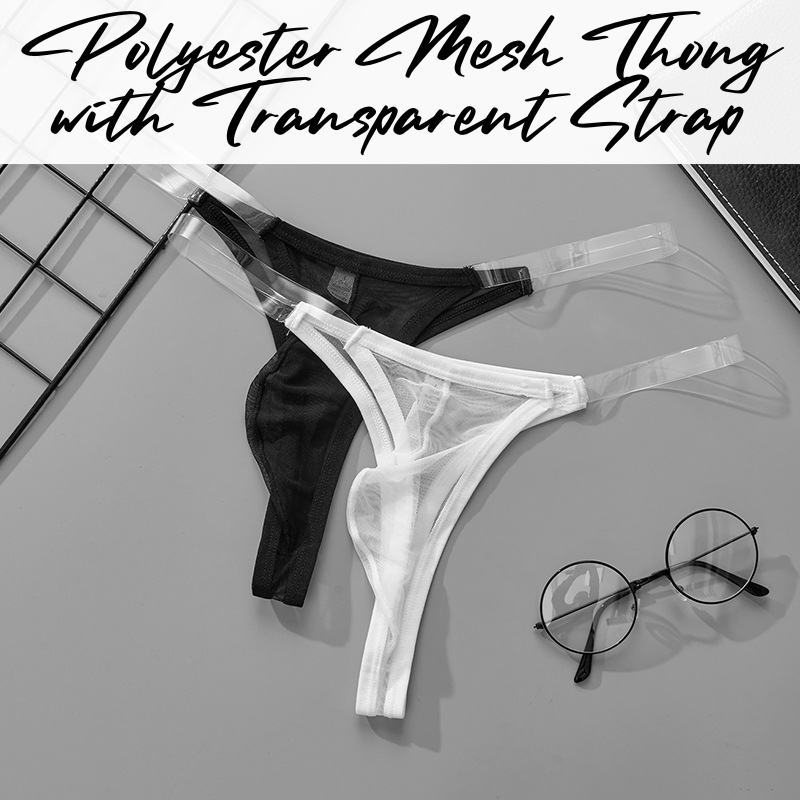 Men's Thong: Polyester T Back Thong with Transparent Strap (GT315)