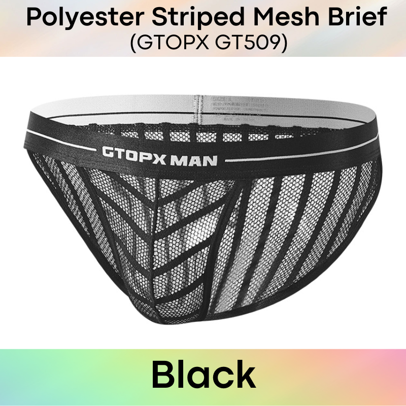 Men's Brief: Mesh Opaque Striped Brief (GT509)