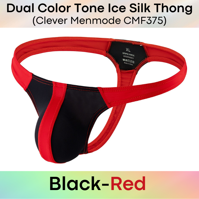 Men's Thong : Polyester Dual Color Tone Ice Silk Thong (Clever Menmode CMF375)