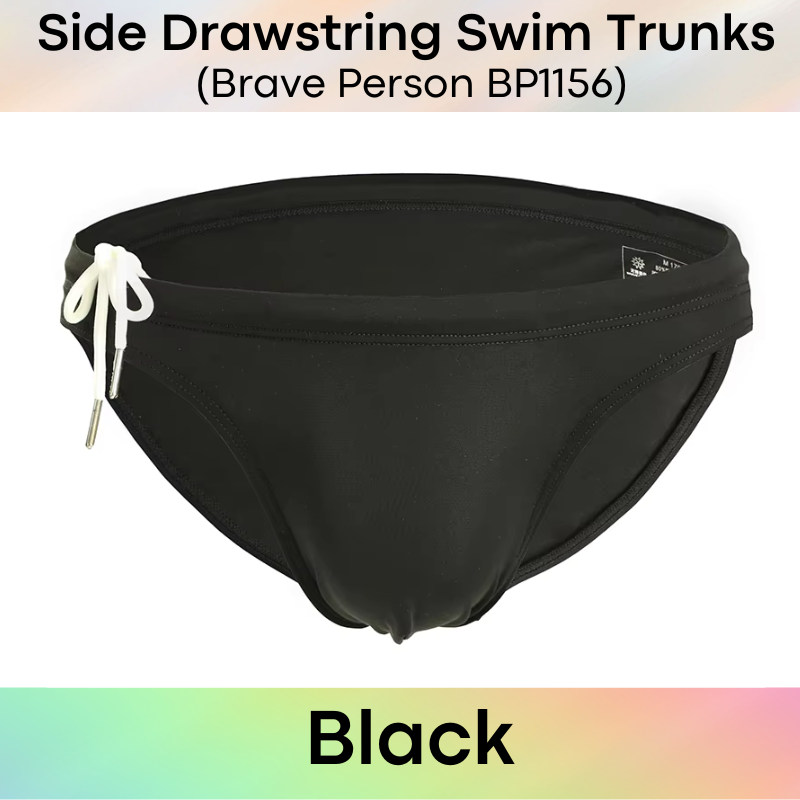 Men's Swimwear: Nylon Brief Design Swim Trunks with Side Drawstring (BP1156)