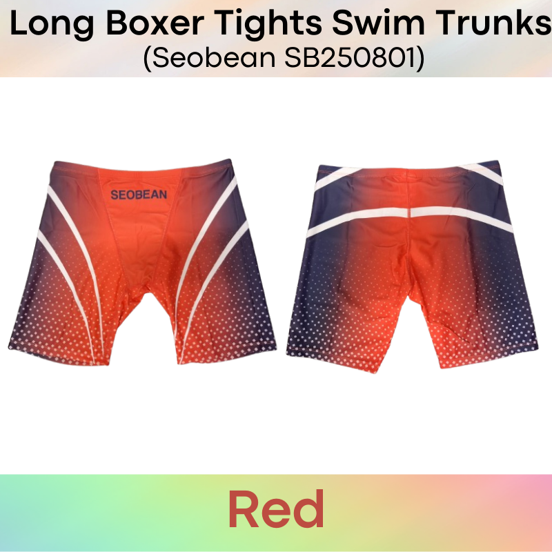 Men's Swim Trunks : Polyester Low Waist Long Boxer Tights Swim Trunks with Gradient Colour Print (Seobean SB250801)