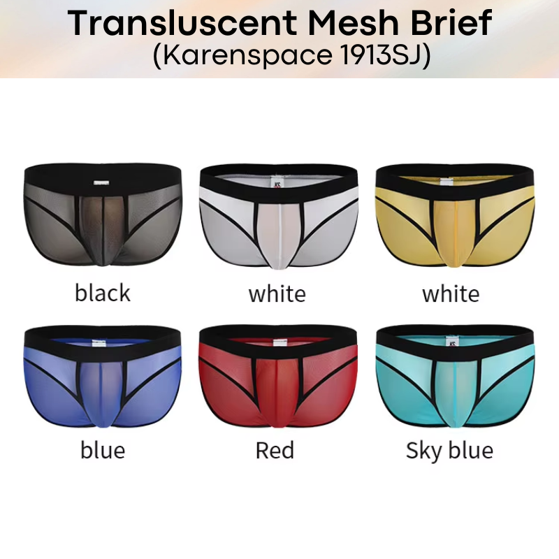 Men's Brief: Polyester Translucent Mesh Brief Underwear (KS1913SJ)