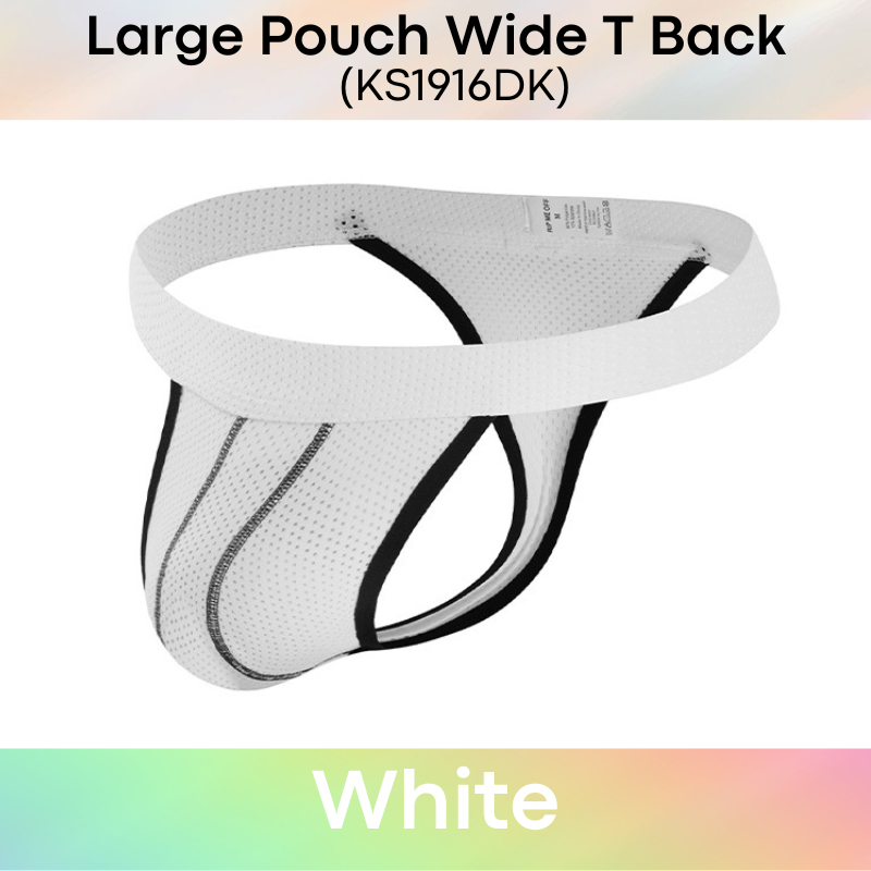 Men's Thong: Polyester Perforated Thong with Large Pouch and Wide Thong Strip (KS1916DK)