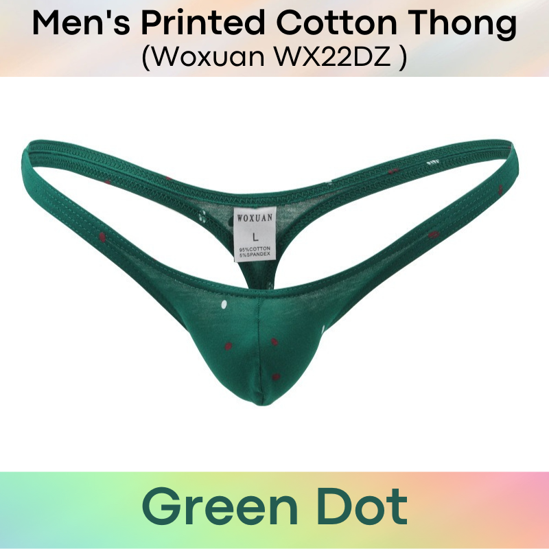 Men's Thong : Star / Dot Print Cotton Thong (Woxuan WX22DZ)