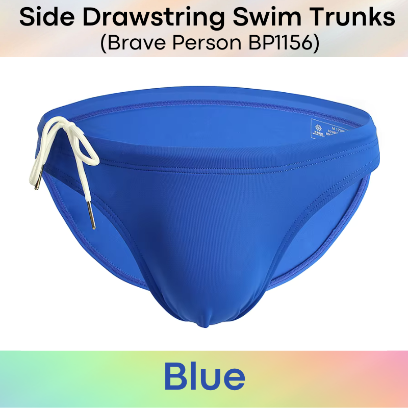 Men's Swimwear: Nylon Brief Design Swim Trunks with Side Drawstring (BP1156)