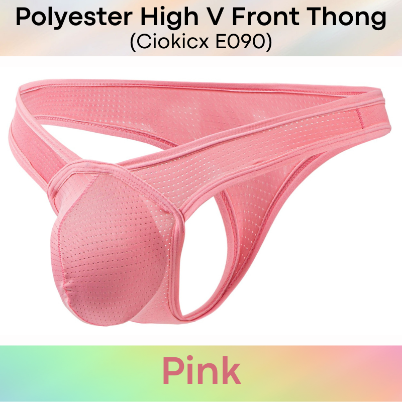 Men's Thong : Polyester Perforated High Front V 3D Pouch Thong Underwear (Ciokicx E090)