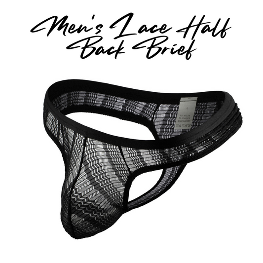 Men's Brief : Half Back Lace Brief-Thong Underwear (Clever Menmode CMF043)