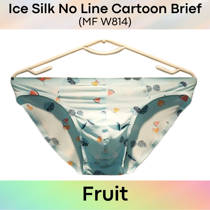 Men's Brief : Polyester Ice Silk Cartoon Print Brief (MF W814)