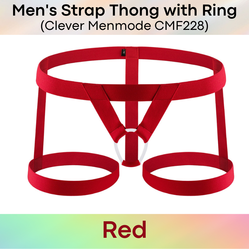 Men's Thong : Thong with Ankle Strap and Penis Ring (Clever Menmode CMF228)