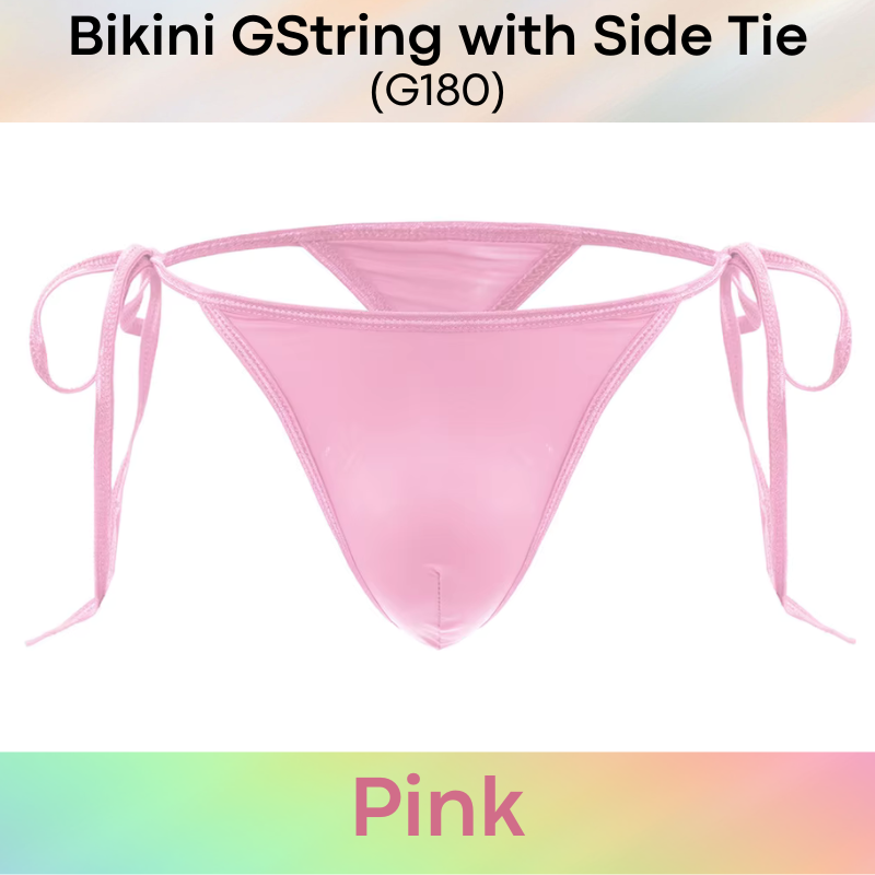 Men's GString: Polyester Ice Silk Bikini GString with Side String Tie (G180)