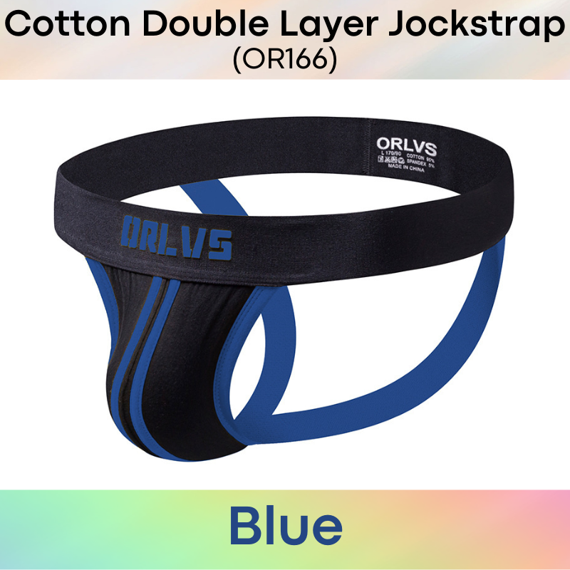 Men's Jockstrap: Cotton Double Layer 3D Pouch Jockstrap Underwear (OR166)