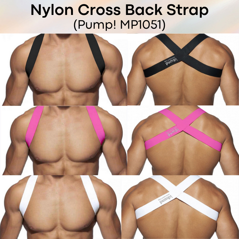 Men's Strap: Nylon Cross Back Shoulder Strap with Textured Logo (MP1051)