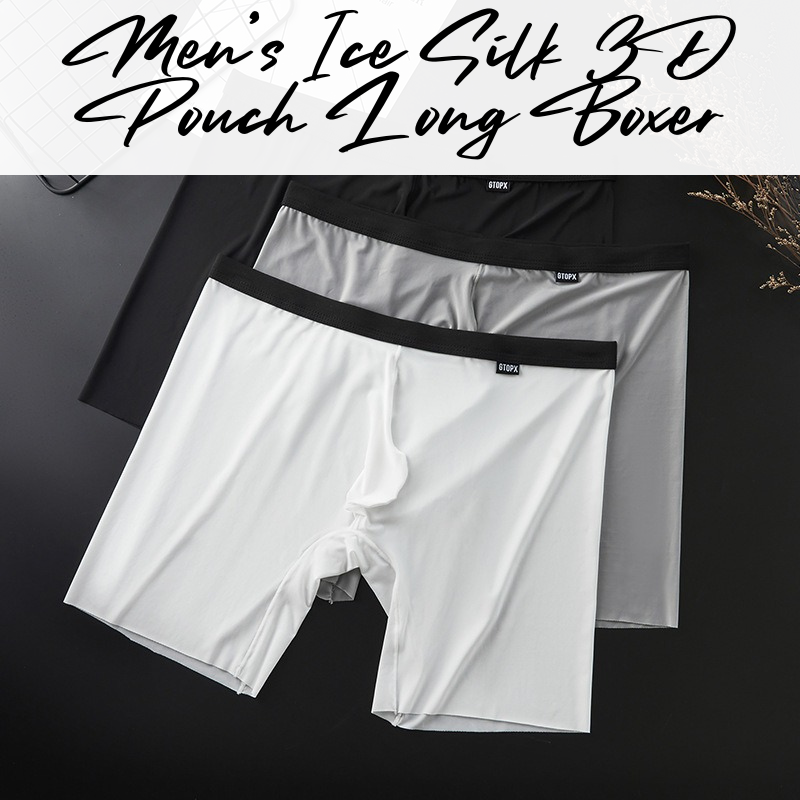 Men's Boxer : Nylon Ice Silk 3D Pouch Long Boxer (GTOPX GT352)