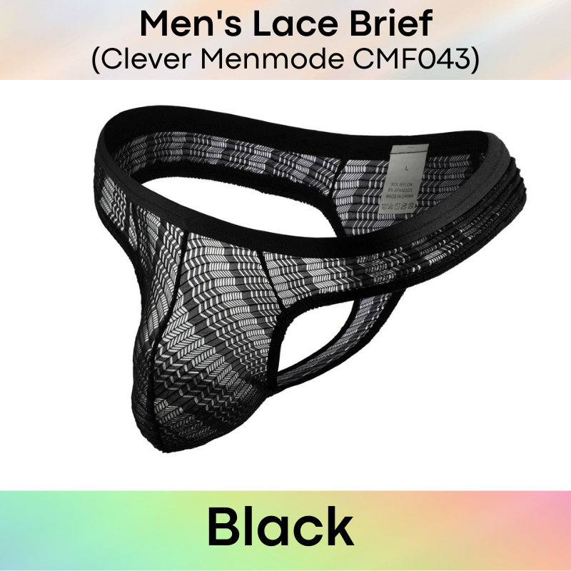 Men's Brief : Half Back Lace Brief-Thong Underwear (Clever Menmode CMF043)