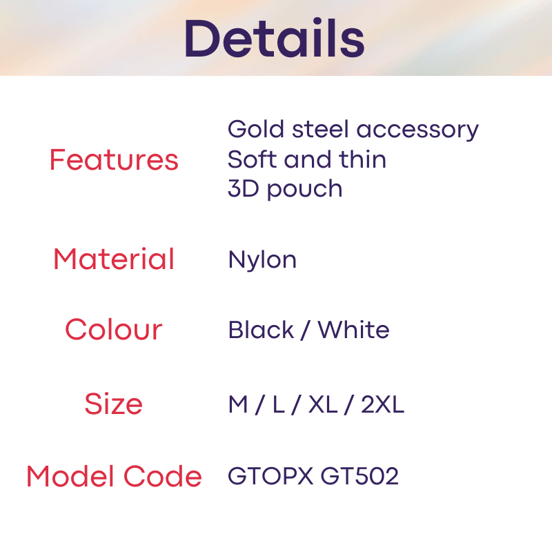 Men's Brief: Nylon Brief with Gold Metal Chain Accessory (GT502)
