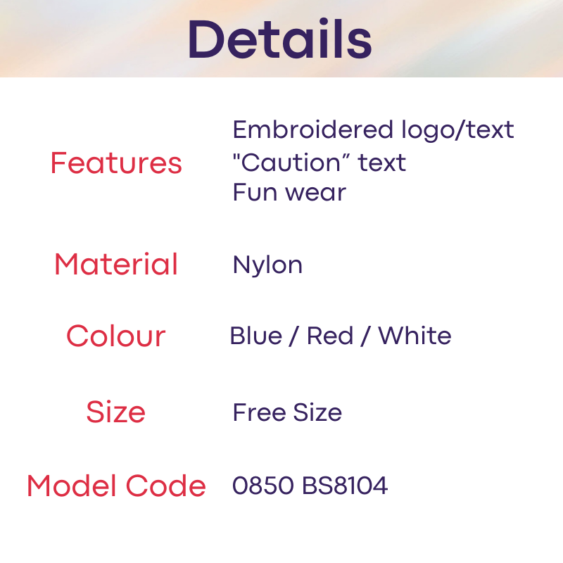 Men's Strap: Nylon Spandex Harness Back Cross Strap with Logo/Text "0850 Caution" (BS8104)