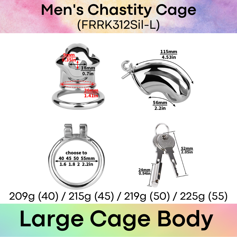 Adult Toy: Men's 304 Stainless Steel Cobra Head Chastity Cage (FRRK312)