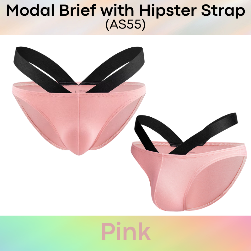 Men's Brief: Modal Bikini Brief with Hip V Strap Underwear (AS55)