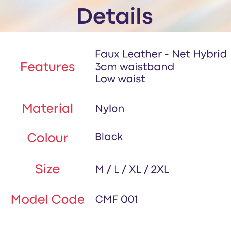 Men's Thong: Nylon Faux Leather-Net Hybrid Thong (CMF001)