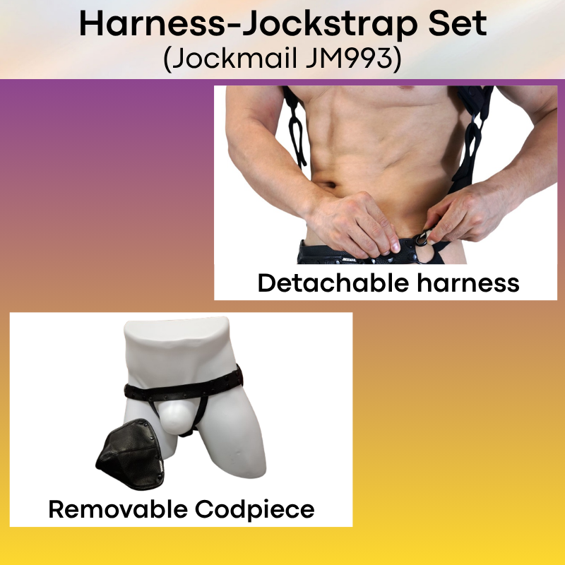 Men's Jockstrap: Neoprene Harness and PU Leather Jockstrap Set (JM993)