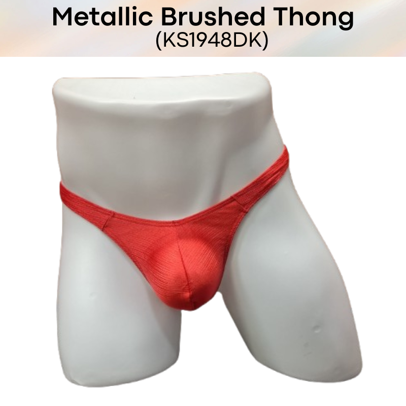 Men's Thong: Polyester Metallic Brushed Thong with 3D Pouch (KS1948DK)
