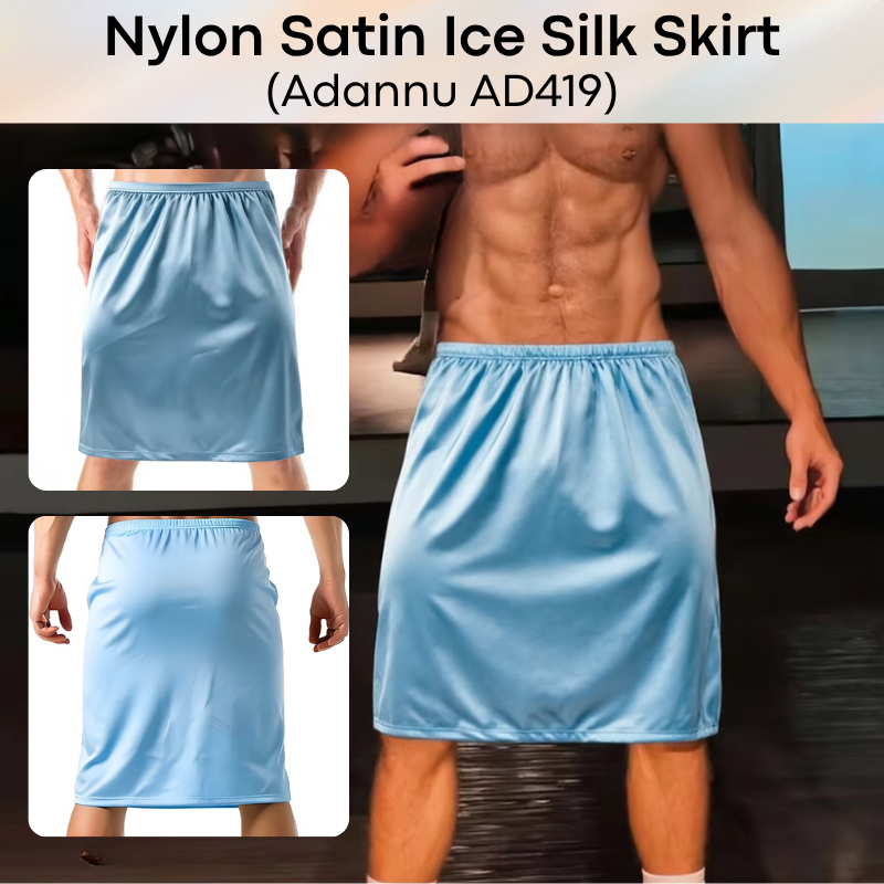Men's Loungewear: Nylon Satin Ice Silk Home Man Skirt (AD419)
