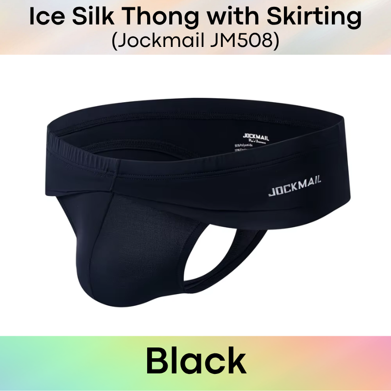 Men's Thong: Polyester Ice Silk Thong with Skirting Underwear (JM508)
